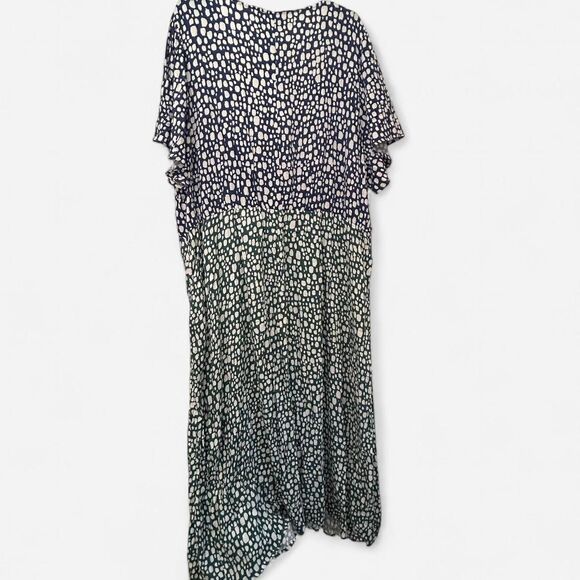 Eloquii Two-Tone Blue & Green Tie-Front Slit Midi Dress – Plus Size 26 Boho Chic - Picture 3 of 8